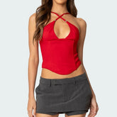 Adjustable Cross-Straps Zip Corset Top